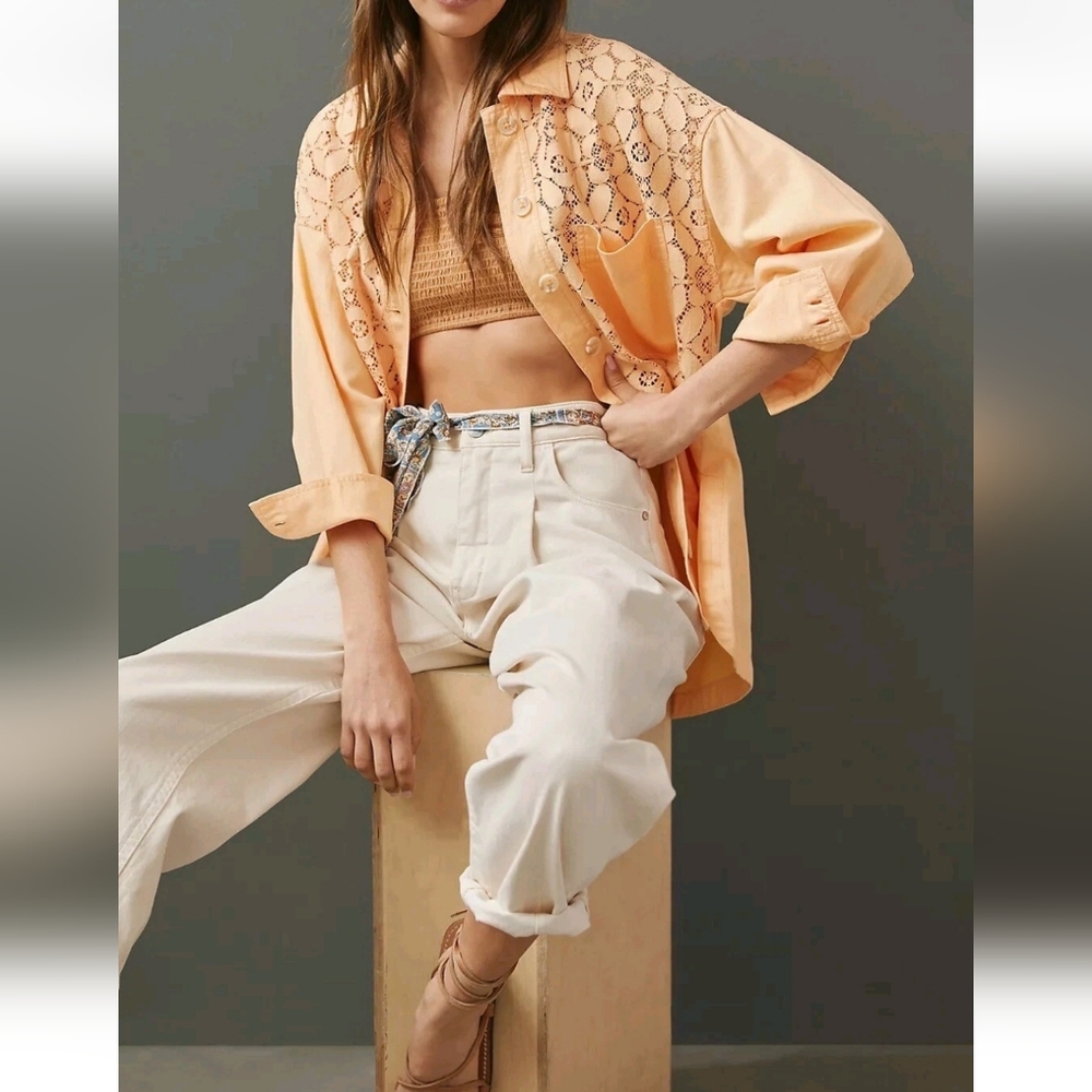 ANTHRO | $118 Maeve Oversized Lace Shirt Jacket - Picture 2 of 5